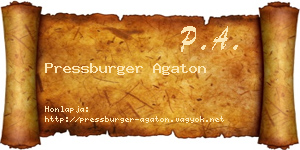 Pressburger Agaton névjegykártya